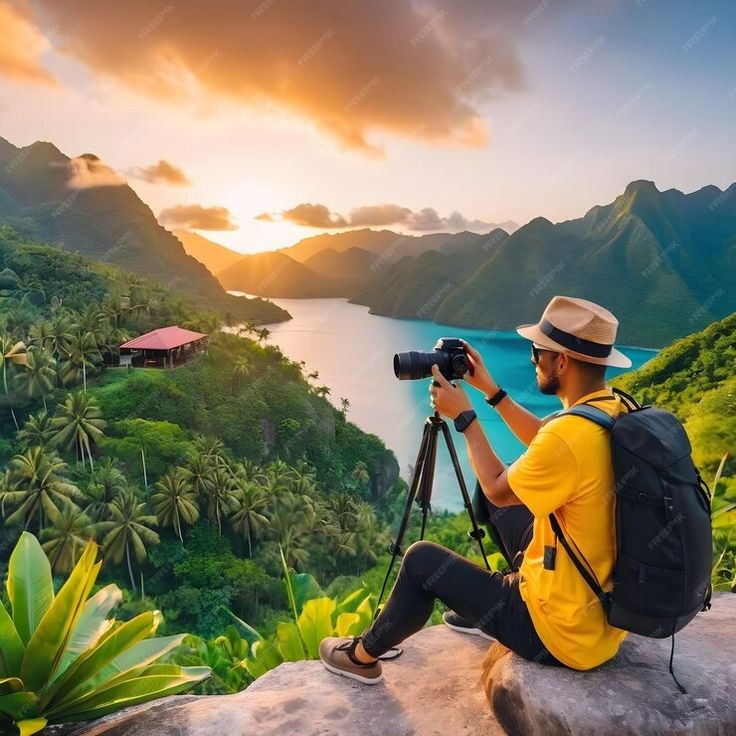 as the globetrotting traveler ventured to a remote exotic location their excitement grew in antic premium ai generated image